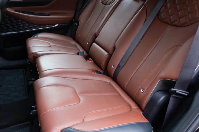 Interior of a modern luxury car. Leather car seat